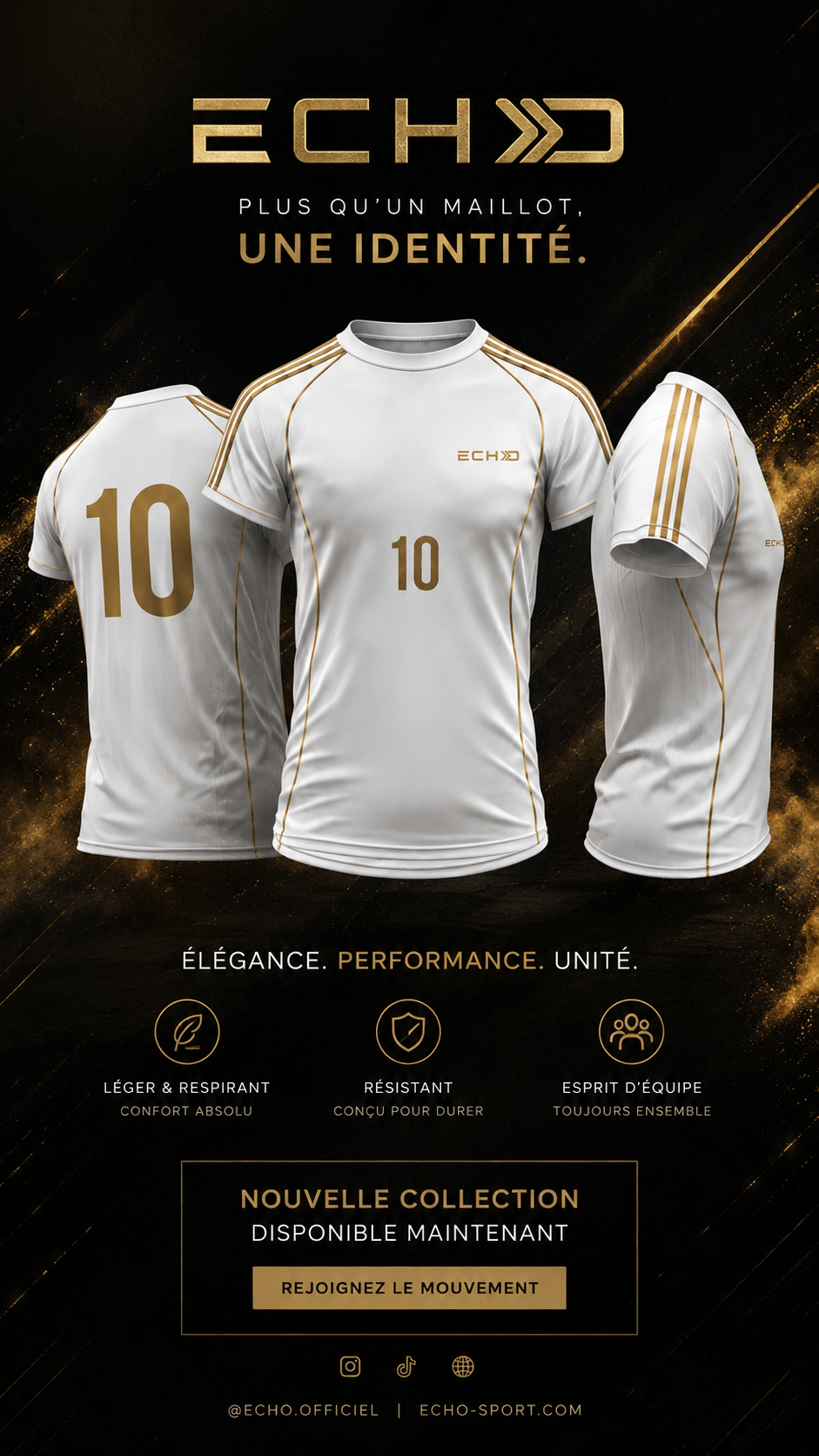 ECHO maillot Elite - blanc & or
