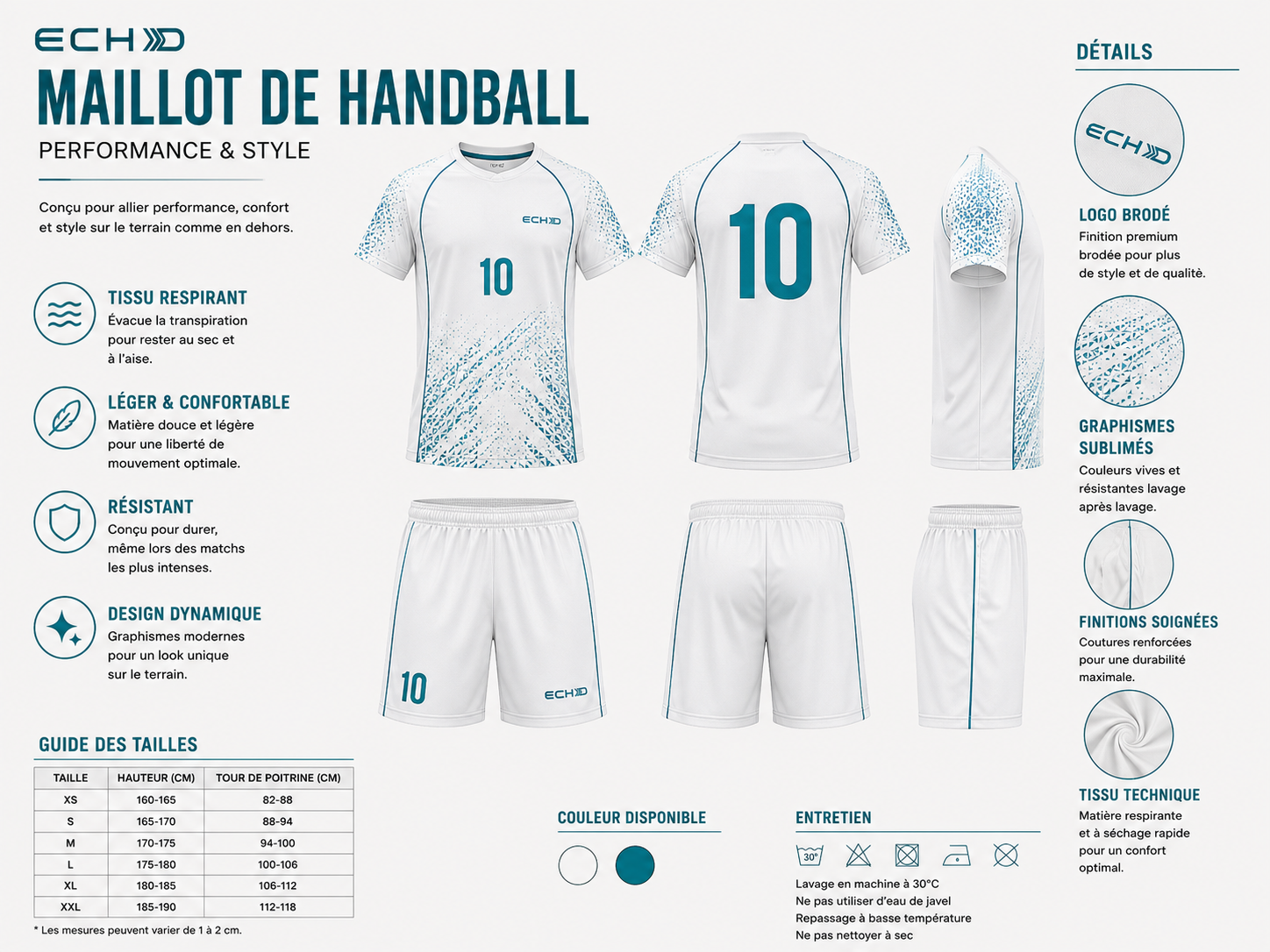 Ensemble ECHO Frost - blanc & turquoise
