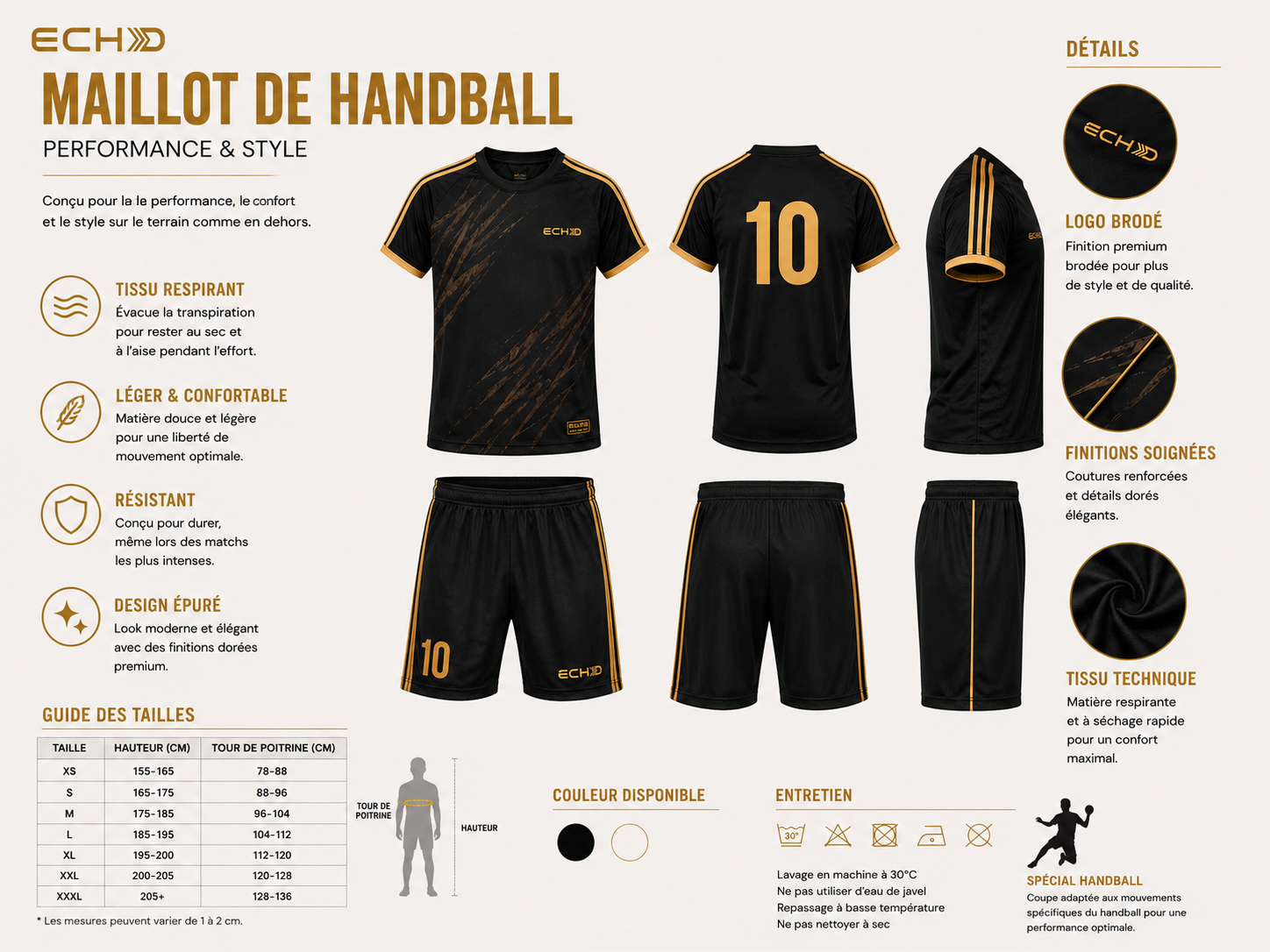 ECHO maillot Prestige - Noir & or